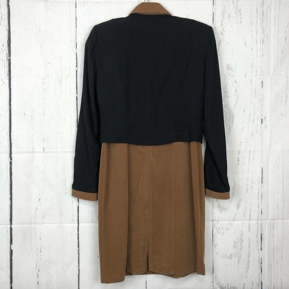Vintage 80s Scarlett Size 5/6 2 Piece Dress with Jacket Velvet Black Brown - Picture 3 of 4
